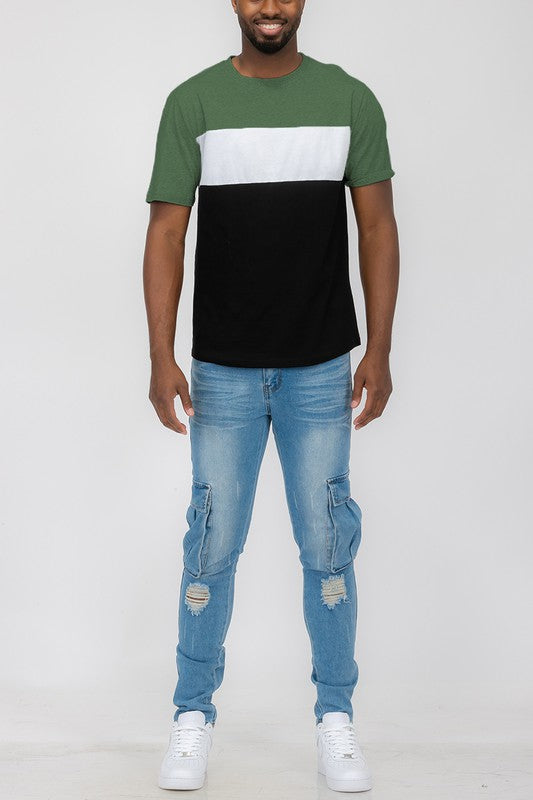 COLOR BLOCK SHORT SLEEVE TSHIRT